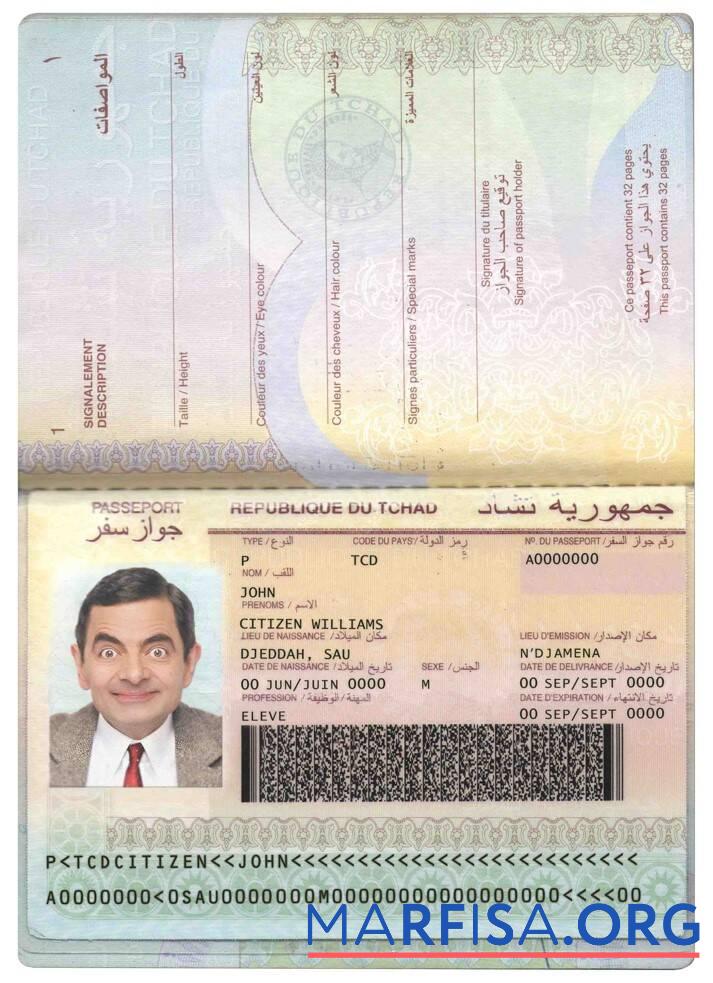 Realistic Chad passport real example